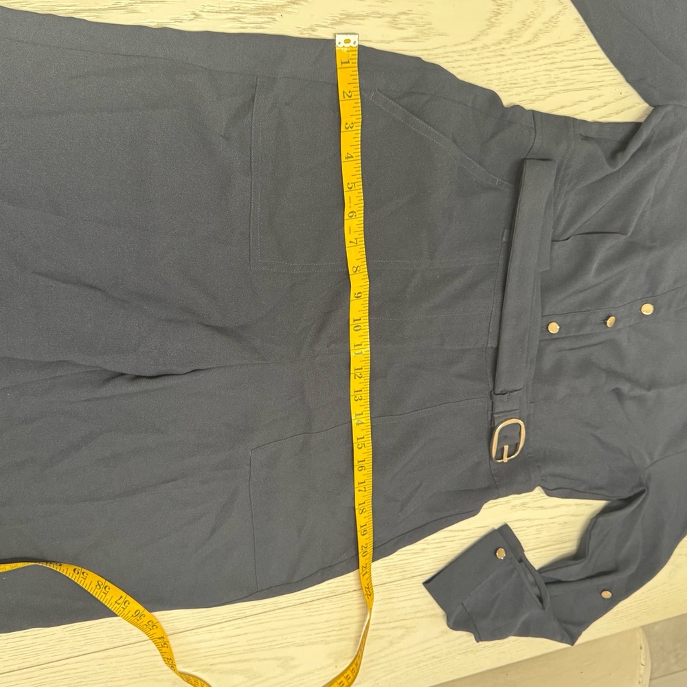 Ann Taylor Navy Jumpsuit with Belted Waist - Picture 8 of 9